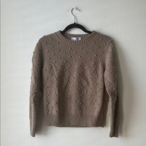 White + Warren Polka Dot Brown Sweater